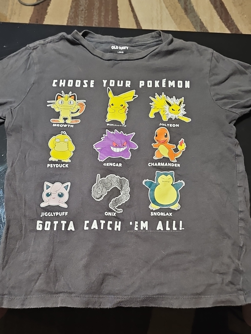 Old Navy Charcoal Kids Pokémon Graphic Tee with Multicolor Icons